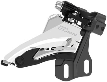 Shimano CUES FD-U6000-E Front Derailleur - 10/11-Speed, Double, Side Swing, E-Type Mount (W/O BB Bracket Plate), 36/40t Max, Black/Silver EA Front Derailleur