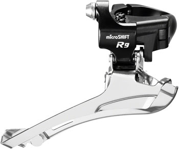 microSHIFT R9-B Double Front Derailleur - 9-Speed, Double, 46-52t Max, Band Clamp, Shimano Road Compatible EA Front Derailleur