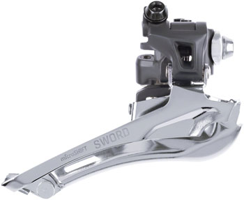 microSHIFT Sword Front Derailleur - 10-Speed, Double, 46-52t Max Ring, Braze-On, Sword Compatible EA Front Derailleur