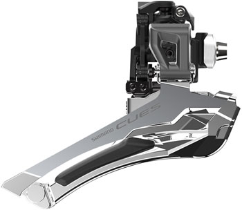 Shimano CUES FD-U6030-F Front Derailleur - 9/10-Speed, Double, Down-Swing, Braze-On, 46/50t Max, Black/Silver EA Front Derailleur