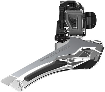 Shimano CUES FD-U6030-X Front Derailleur - 9/10-Speed, Double, Down-Swing, 34.9mm Band Clamp with Size Adapters, 46/50t Max, Black/S ilver EA Front Derailleur