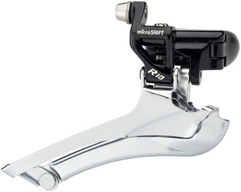 microSHIFT R10 Front Derailleur - 10-Speed Double, 56t Max, Band Clamp, Shimano Compatible, Black EA Front Derailleur