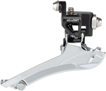 microSHIFT R10 Front Derailleur - 10-Speed Double, 56t Max, Braze-On, Shimano Compatible, Black EA Front Derailleur