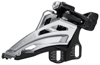 Shimano Deore FD-M4100-E Front Derailleur - 10-Speed, Double, Side Swing, Front Pull, E-Type Mount, Silver/Black EA Front Derailleur