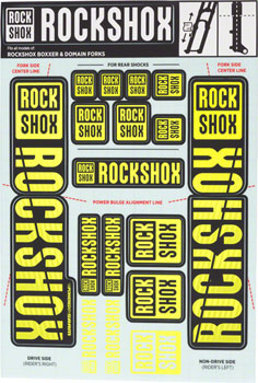 RockShox Fork Decal Kit - 35mm Dual Crown, Yellow EA Sticker/Decal