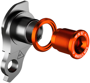 Wheels Manufacturing Universal Derailleur Hanger - 404-3, For Frames designed to accept SRAM UDH, Black/Orange EA Derailleur Hangers
