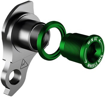 Wheels Manufacturing Universal Derailleur Hanger - 404-9, For Frames designed to accept SRAM UDH, Black/Green EA Derailleur Hangers