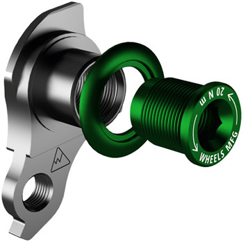 Wheels Manufacturing Universal Derailleur Hanger - 487-9, For Trek ABP MTB Frames designed to accept SRAM UDH, Black/Green EA Derailleur Hangers