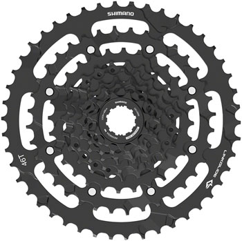 Shimano CUES CS-LG300-9 Cassette - 9-Speed, 11-46t, LINKGLIDE, Black EA Cassettes