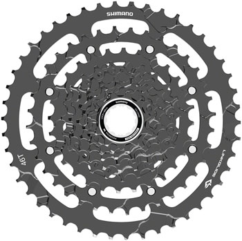Shimano CUES CS-LG400-9 Cassette - 9-Speed, 11-46t, LINKGLIDE, Black EA Cassettes