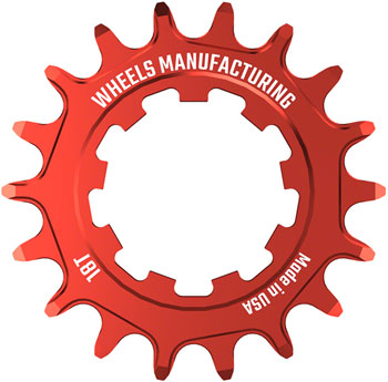 Wheels Manufacturing SOLO-SPEED Cog - 18t, Fits SOLO-SPLINE and SOLO-XD kits, Red BAG Drivers and Single Cogs