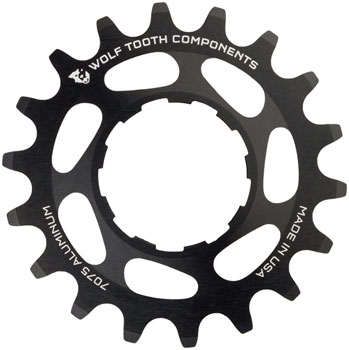 Wolf Tooth Single Speed Aluminum Cog - 20t, Compatible with 3/32" Chains, Black EA Drivers and Single Cogs