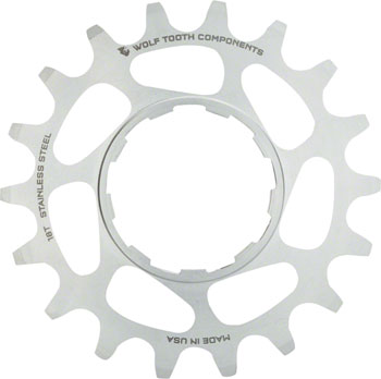 Wolf Tooth Single Speed Stainless Steel Cog - 18t, Compatible with 3/32" Chains EA Drivers and Single Cogs
