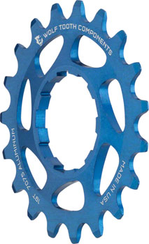 Wolf Tooth Single Speed Aluminum Cog - 19t, Compatible with 3/32" Chains, Blue EA Drivers and Single Cogs