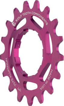 Wolf Tooth Single Speed Aluminum Cog - 17t, Compatible with 3/32" Chains, Purple EA Drivers and Single Cogs