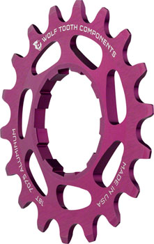 Wolf Tooth Single Speed Aluminum Cog - 18t, Compatible with 3/32" Chains, Purple EA Drivers and Single Cogs