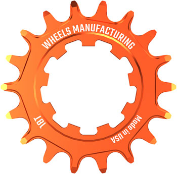 Wheels Manufacturing SOLO-SPEED Cog - 18t, Fits SOLO-SPLINE and SOLO-XD kits, Orange EA Drivers and Single Cogs