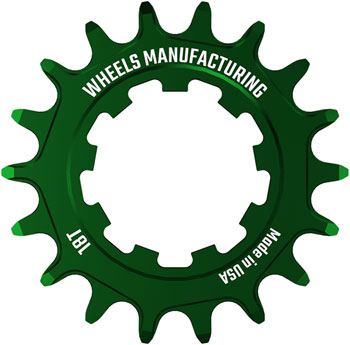 Wheels Manufacturing SOLO-SPEED Cog - 18t, Fits SOLO-SPLINE and SOLO-XD kits, Green EA Drivers and Single Cogs