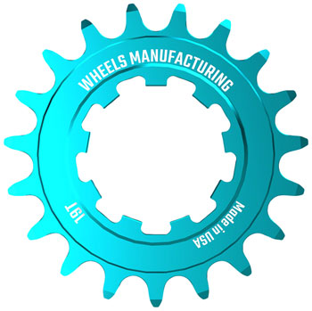 Wheels Manufacturing SOLO-SPEED Cog - 19t, Fits SOLO-SPLINE and SOLO-XD kits, Teal EA Drivers and Single Cogs