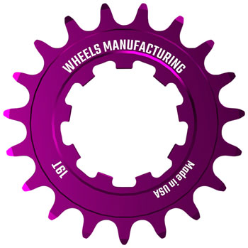 Wheels Manufacturing SOLO-SPEED Cog - 19t, Fits SOLO-SPLINE and SOLO-XD kits, Purple EA Drivers and Single Cogs