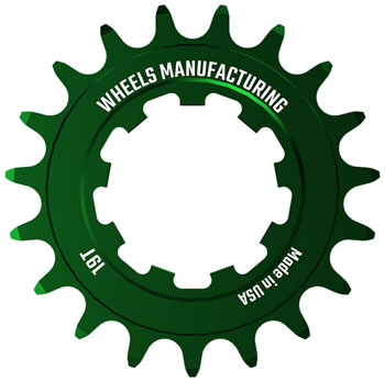 Wheels Manufacturing SOLO-SPEED Cog - 19t, Fits SOLO-SPLINE and SOLO-XD kits, Green EA Drivers and Single Cogs