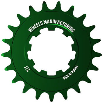 Wheels Manufacturing SOLO-SPEED Cog - 21t, Fits SOLO-SPLINE and SOLO-XD kits, Green EA Drivers and Single Cogs