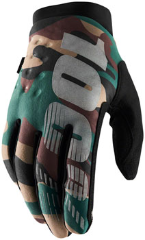 100% Brisker Gloves - Camo/Black, Full Finger, Men's, Large Camo/Black PAA Gloves
