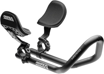 Profile Design Airstryke II Aluminum Aerobar: Ergo Armrest, L2 Flip-Up Bracket, Matte Black EA Clip-On Aero Bar