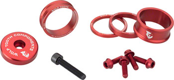 Wolf Tooth BlingKit: Headset Spacer Kit 3, 5,10, 15mm, Red BAG Headset Stack Spacer