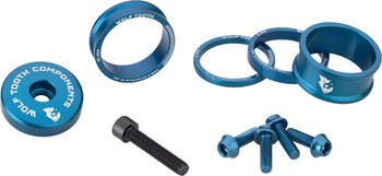 Wolf Tooth BlingKit: Headset Spacer Kit 3, 5,10, 15mm, Blue BAG Headset Stack Spacer