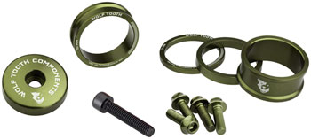Wolf Tooth BlingKit: Headset Spacer Kit 3, 5,10, 15mm, Olive EA Headset Stack Spacer