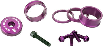 Wolf Tooth Headset BlingKit - 3, 5, 10, 15mm Spacers, Top cap with Integrated 5mm Spacer, Ultraviolet Purple Ultraviolet Purple BAG Headset Stack Spacer