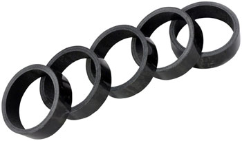 Wheels Manufacturing Carbon Headset Spacer - 1-1/8", 10mm, Gloss, 5 pack PAK Headset Stack Spacer