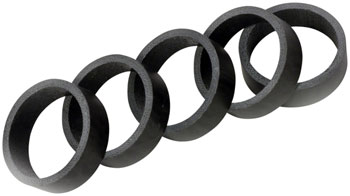 Wheels Manufacturing Carbon Headset Spacer - 1-1/8", 10mm, Matte, 5 pack PAK Headset Stack Spacer