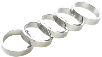 Wheels Manufacturing Aluminum Headset Spacer - 1-1/8", 7.5mm, Silver, 5-pack Silver PAK Headset Stack Spacer