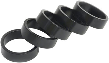 Wheels Manufacturing Aluminum Headset Spacer - 1-1/8", 10mm, Black, 5-pack Black PAK Headset Stack Spacer