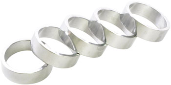 Wheels Manufacturing Aluminum Headset Spacer - 1-1/8", 10mm, Silver, 5-pack Silver PAK Headset Stack Spacer