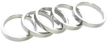Wheels Manufacturing Aluminum Headset Spacer - 1-1/8", 5mm, Silver, 5-pack Silver PAK Headset Stack Spacer