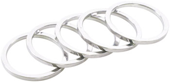 Wheels Manufacturing Aluminum Headset Spacer - 1-1/8", 2.5mm, Silver, 5-pack Silver PAK Headset Stack Spacer