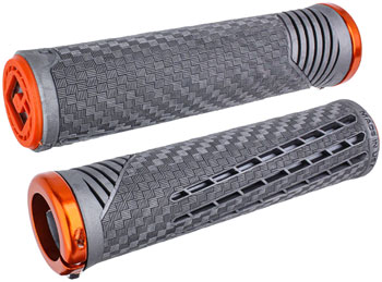 ODI CF V2.1 Grips - Gray/Orange, Lock-On Lynx Gray PAA Grips