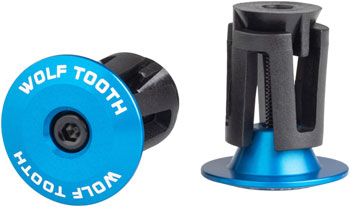 Wolf Tooth Alloy Bar End Plugs - Blue EA Bar End Plugs