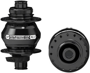 SP 7 Series Dynamo Front Hub - PL-7, 6V 3W, 12 x 100mm, Centerlock, 32H, Black EA Front Hub