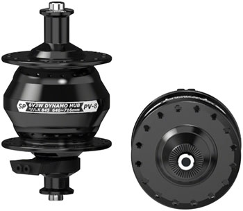 SP 8 Series Dynamo Front Hub - PV-8, 6V- 3W, QR x 100mm, Rim, 32H, Black EA Front Hub