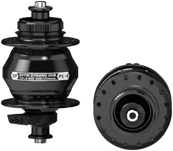 SP 8 Series Dynamo Front Hub - PL-8, 6V- 3W, QR x 100mm, Centerlock, 32H, Black EA Front Hub
