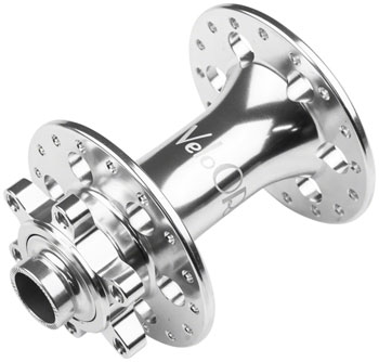 Velo Orange Front Hub - QR x 100mm/12mm/15mm Thru, 6-Bolt, Polished, 32H Silver EA Front Hub