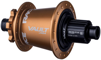 RaceFace Vault J-Bend 424 Rear Hub - 12 x 148mm, 6-Bolt, Micro Spline, Kashmoney Gold, 32H Kashmoney EA Rear Hub