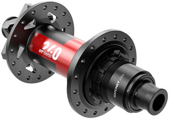 DT Swiss 240 DEG Rear Hub - 12 x 157mm, 6-Bolt, XD, Black/Red, 32H, 90pt Black/Red EA Rear Hub