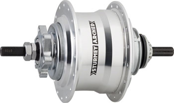 Sturmey-Archer Sturmey Archer RX-RK5 Speed Hub: 32H, 135OLD, 90mm 6-Bolt Disc, Silver EA Internally Geared Hub