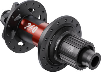 DT Swiss 240 DEG Rear Hub - 12 x 148mm, 6-Bolt, Micro Spline, Black/Red, 28H, DEG 90 DF Black/Red EA Rear Hub