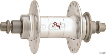 Phil Wood High Flange Rear Hub - Threaded x 120mm, Rim Brake, Threaded, Silver, 32H Silver EA Rear Hub
